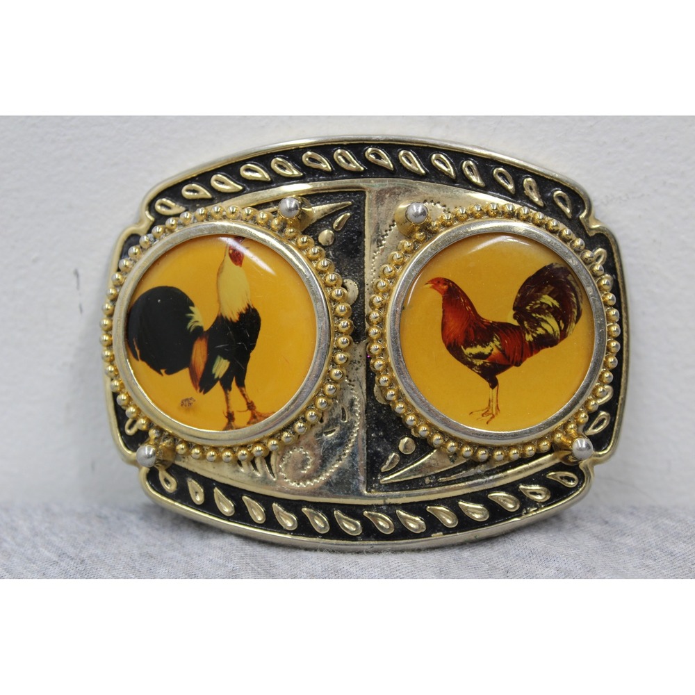 Unbranded Belt Buckle Mens Gold Rooster Cockfighting Vintage Western USA Made